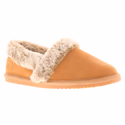 ) Hush Puppies Womens Slippers Full Fluffy Ariel Suede Leather tan UK Size - Tan, 7 (Adults'