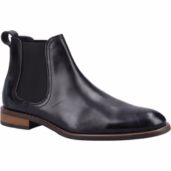 ) Hush Puppies Diego Chelsea Leather Men's Black Boots - Black, 11 (Adults'