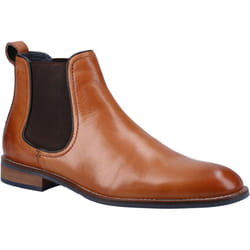 ) Hush Puppies Diego Chelsea Leather Men's Tan Boots - Brown, 9 (Adults'