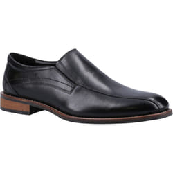 ) Hush Puppies Donovan Leather Men's Black Slip-On Shoes - Black, 7 (Adults'