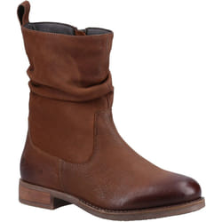 ) Hush Puppies Emilia Leather Women's Tan Boots - Brown, 4 (Adults'