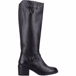 ) Hush Puppies Heidi Leather Women's Black Leather Boots - Black, 4 (Adults'