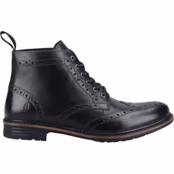 ) Hush Puppies Joshua Leather Men's Black Boots - Black, 6 (Adults'