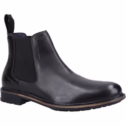 ) Hush Puppies Justin Chelsea Leather Men's Black Boots - Black, 7 (Adults'