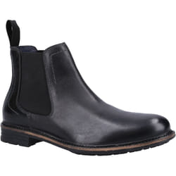 ) Hush Puppies Justin Chelsea Leather Men's Black Boots - Black, 7 (Adults'