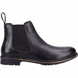 ) Hush Puppies Justin Chelsea Leather Men's Black Boots - Black, 7 (Adults'