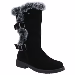 ) Hush Puppies Megan Wide Suede Women's Black Boots - Black, 4 (Adults'