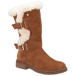 ) Hush Puppies Megan Wide Suede Women's Tan Boots - Brown, 6 (Adults'