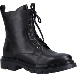 ) Hush Puppies Rhea Leather Women's Black Boots - Black, 3 (Adults'