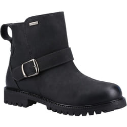 ) Hush Puppies Wakely Leather Women's Black Boots - Black, 7 (Adults'