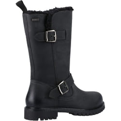 ) Hush Puppies Winnie Leather Women's Black Boots - Black, 4 (Adults'