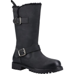 ) Hush Puppies Winnie Leather Women's Black Boots - Black, 7 (Adults'