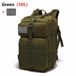 25L/50L Waterproof Backpack Outdoor Rucksacks Tactical Sports Camping Hiking Trekking Fishing Hunting Bag - green, 50L