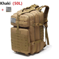 25L/50L Waterproof Backpack Outdoor Rucksacks Tactical Sports Camping Hiking Trekking Fishing Hunting Bag - khaki, 50L