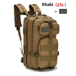 25L/50L Waterproof Backpack Outdoor Rucksacks Tactical Sports Camping Hiking Trekking Fishing Hunting Bag - khaki, 25L