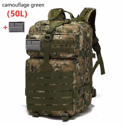 25L/50L Waterproof Backpack Outdoor Rucksacks Tactical Sports Camping Hiking Trekking Fishing Hunting Bag - camouflage green, ...