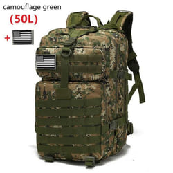 25L/50L Waterproof Backpack Outdoor Rucksacks Tactical Sports Camping Hiking Trekking Fishing Hunting Bag - camouflage green, 50L