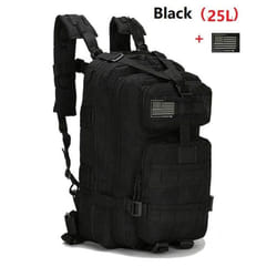25L/50L Waterproof Backpack Outdoor Rucksacks Tactical Sports Camping Hiking Trekking Fishing Hunting Bag - black, 25L