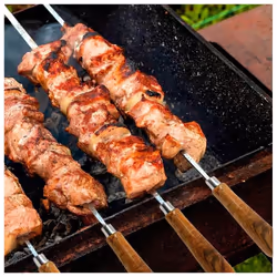 6 x HEAVY DUTY 5MM 30cm BBQ Skewers Wide Kebab Tikka Kofta Skewer Wooden Handle
