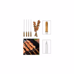 6 x HEAVY DUTY 5MM 30cm BBQ Skewers Wide Kebab Tikka Kofta Skewer Wooden Handle