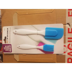 2PC SILICONE PASTRY BRUSH AND SCRAPER KITCHEN BAKING TOOL SPATULA BBQ BARBECUE