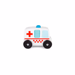 Wooden Sound and Play Ambulance Vehicle with Electronic Siren