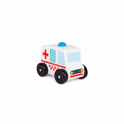 Wooden Sound and Play Ambulance Vehicle with Electronic Siren