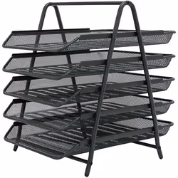 Osco Wire Mesh 5 Tier Letter Tray A4/Foolscap Portrait Graphite - 5TT-