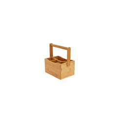 Bamboo Mobile Caddy | 4 Compartments | Stationery Organiser | Arts and Crafts Storage | Cutlery and Condiment Holder | Kitchen Utensil | H26 x W18 x