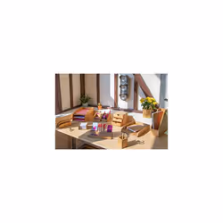 Bamboo Mobile Caddy | 4 Compartments | Stationery Organiser | Arts and Crafts Storage | Cutlery and Condiment Holder | Kitchen Utensil | H26 x W18 x