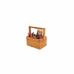 Bamboo Mobile Caddy | 4 Compartments | Stationery Organiser | Arts and Crafts Storage | Cutlery and Condiment Holder | Kitchen Utensil | H26 x W18 x