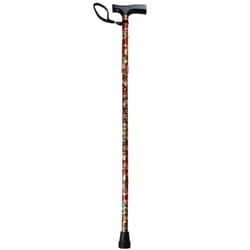 Folding Walking Stick, Red Floral