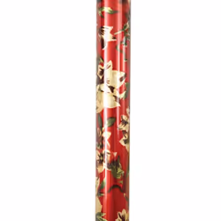 Folding Walking Stick, Red Floral