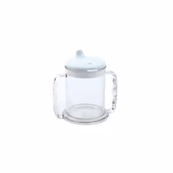 Wide Base Two Handled Mug with Lid