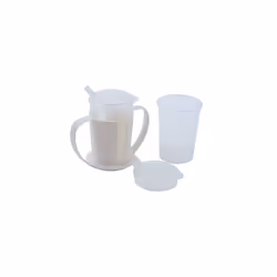 Beakers with Lids plus Two Handled Holder Set