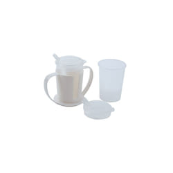 Beakers with Lids plus Two Handled Holder Set
