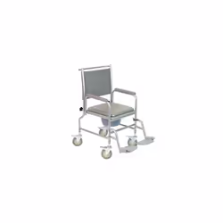 NRS Healthcare Wheeled Commode/Over Toilet Chair with Padded Seat and Back S30063 - Height Adjustable