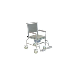 NRS Healthcare Wheeled Commode/Over Toilet Chair with Padded Seat and Back S30063 - Height Adjustable