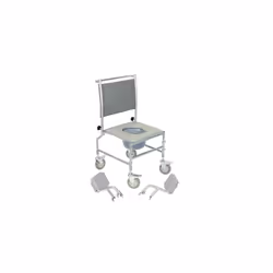 NRS Healthcare Wheeled Commode/Over Toilet Chair with Padded Seat and Back S30063 - Height Adjustable