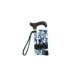 NRS Healthcare Blue Floral Morris Folding Walking Stick (Eligible for VAT relief in the UK)