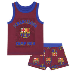 FC Barcelona Official Football Gift Boys Boxer Shorts & Vest Set - 10-11 Years