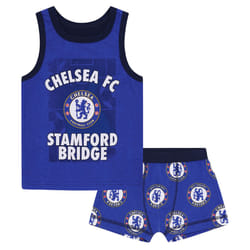 Chelsea FC Official Football Gift Boys Boxer Shorts & Vest Set - 6-7 Years