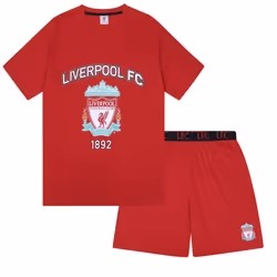 Liverpool FC Official Football Gift Mens Short Pyjamas Loungewear - Red Colour Crest, Medium