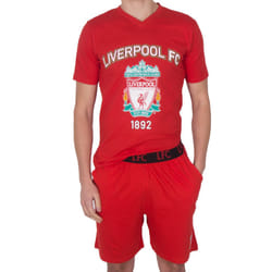 Liverpool FC Official Football Gift Mens Short Pyjamas Loungewear - Red Colour Crest, Large