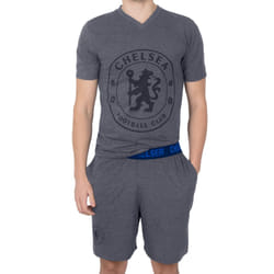 Chelsea FC Official Football Gift Mens Short Pyjamas Loungewear - Grey, XL