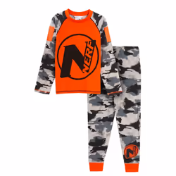 Boys Official Nerf Pyjamas Kids Camo Dress Up Full Length Novelty Pjs Set Gift - 9-10 Years