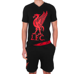Liverpool FC Mens Pyjamas Short Loungewear OFFICIAL Football Gift - Black, Medium
