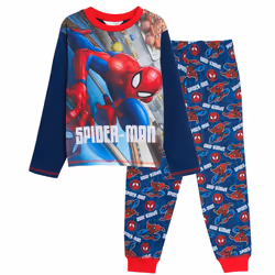 Boys Marvel Spiderman Pyjamas Kids Avengers Pjs Full Length Lounge Pants + Top - 7-8 Years