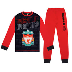 Liverpool FC Boys Pyjamas Long Sublimation Kids OFFICIAL Football Gift - Red/Black Cuff, 5-6 Years