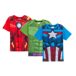 Boys 3 Pack Avengers T-Shirts Kids Captain America Hulk Iron man Dress Up Tops - 5-6 Years